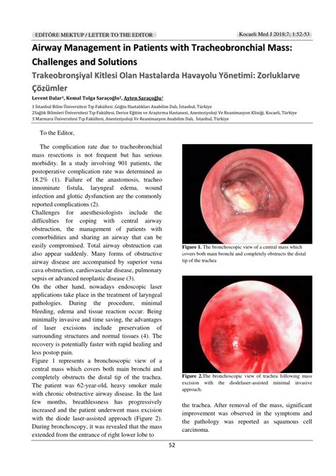 PDF Airway Management In Patients With Tracheobronchial Mass