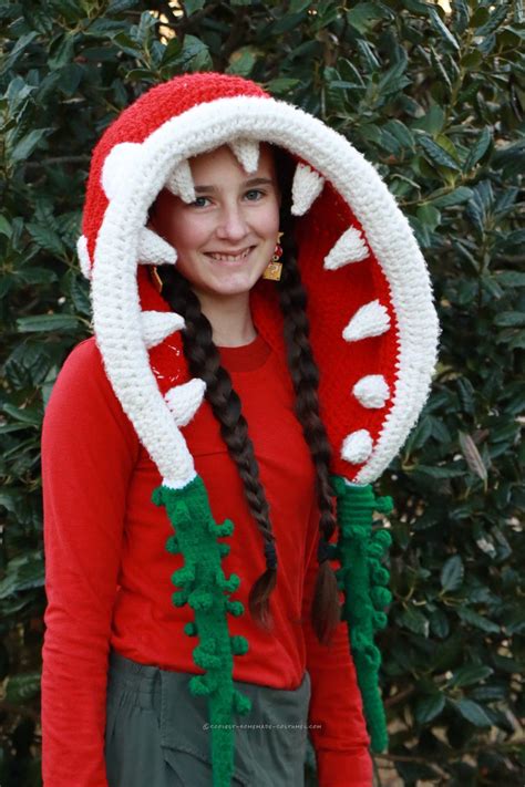 Cool Piranha Plant Costume And Crochet Hood Made By 12 Year Old