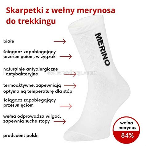 Skarpety sportowe białe merino wool do butów trekkingowych Darmowa