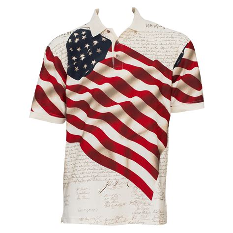 Usa Patriotic Flag Mens Beige Polo Shirt