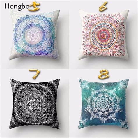 Hongbo 1 Pcs Mandala Pillowcase Datura Polyester Bohemian Throw Pillow