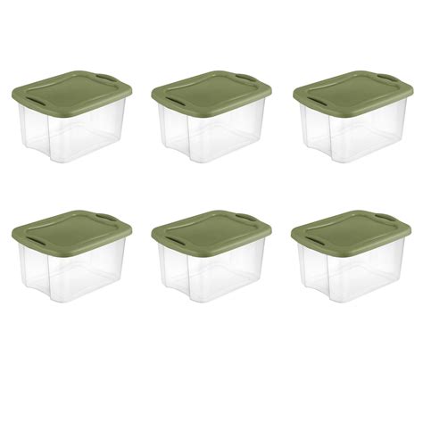 Sterilite 40 Qt Ez Carry Clear Plastic Storage Box With Sage Legume