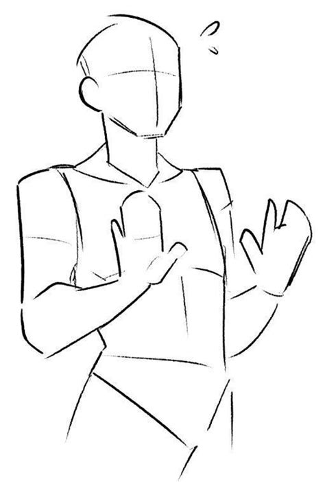 A Drawing Of A Man Holding His Hands Up To The Side With One Hand On