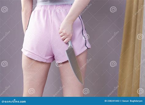 Woman Holding A Knife From Behind Stock Image Image Of Aggressive