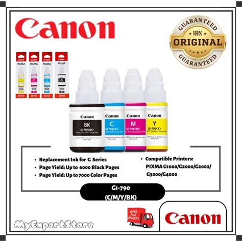 Canon Gi 790 Gl790 Gl 790 Bcmy Ink For G1000 G1010 G2000 G2010 G3000