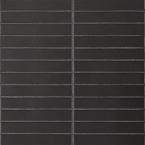 Le Cafe 1 X 6 Straight Stack Matte Porcelain Mosaic Tile In Black