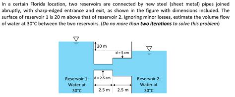 Solved In A Certain Florida Location Two Reservoirs Are Chegg