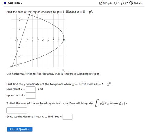 Solved Find The Area Of The Region Enclosed By Y 1 75x And Chegg