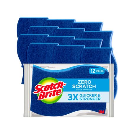 Scotch Brite Zero Scratch Non Scratch Scrub Sponges 12 Scrubbing