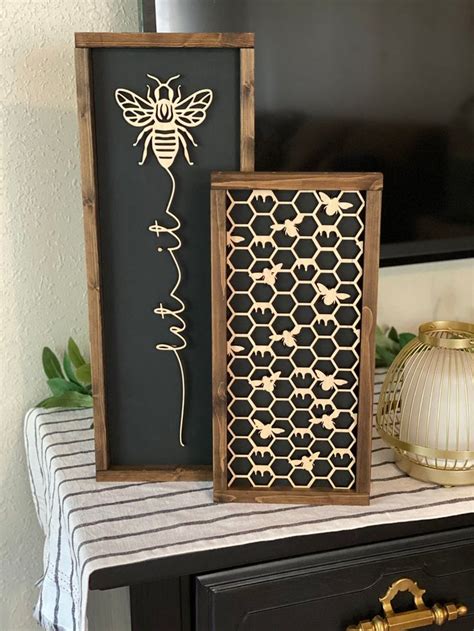 Layering Sign Set Bee Decor Bee Wall Decor Bee Art Etsy Bee Decor