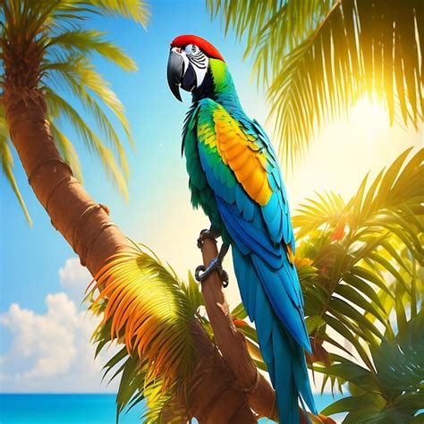 Premium AI Image Brightly Colored Parrot Ai Generated