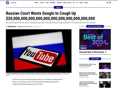 Russian court fines Google $2 trillion for blocking Russian state-run