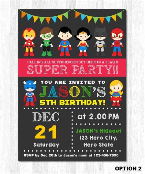 Superhero Invitation Superhero Birthday Invitation Superhero Party