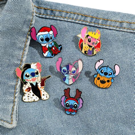 Disney Cartoon Lilo E Stitch Angel Metal Emblema Broches Para Crian As