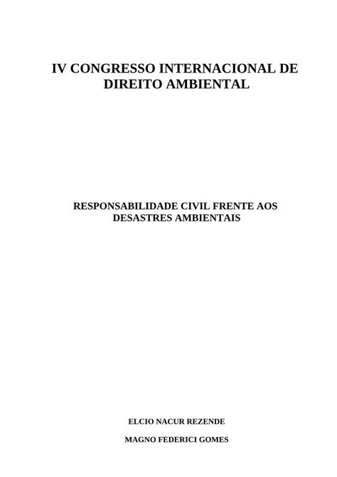 Pdf Iv Congresso Internacional De Direito Ambiental Quem Exerce A