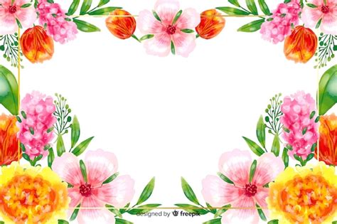 Fondo Natural Con Flores Coloridas En Acuarela Vector Gratis