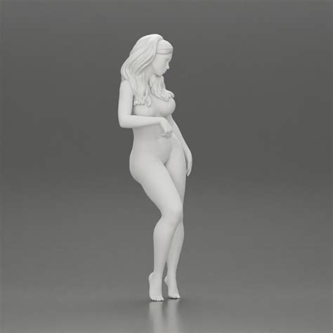 3D Printable Naked Girl In Bikini Leaning Against Car On The Beach By 3DGeschaft Miniatures Figures