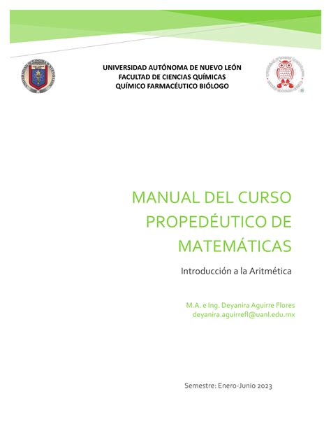 Manual De Aritm Tica Para Curso Proped Utico Manual Del Curso