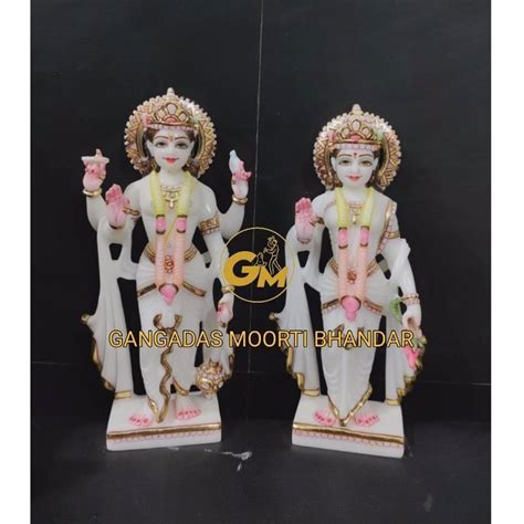 White Traditional Marble God Statue Vishnu Laxmi For Worship At Rs