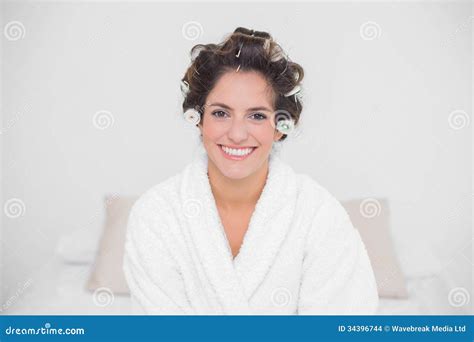 Smiling Natural Brunette Looking At Camera Stock Photo Image Of Gown