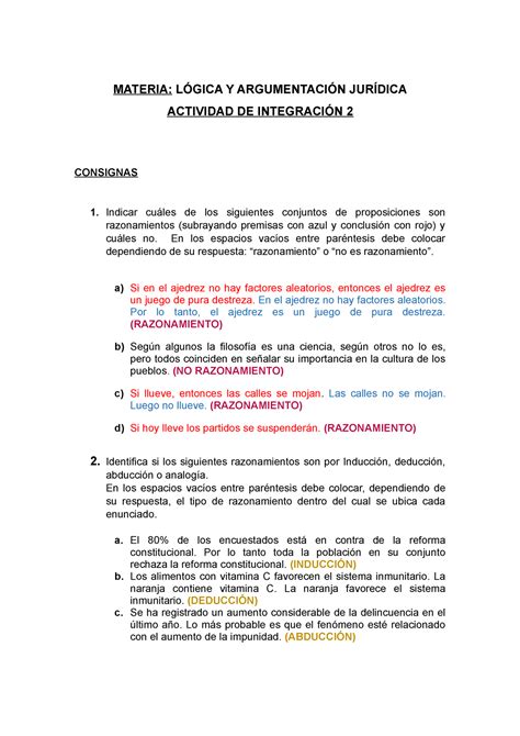 Actividad Trabajo Materia L Gica Y Argumentaci N Jur Dica