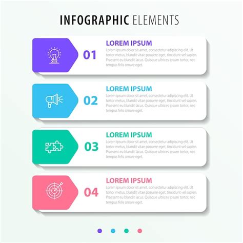 Plantilla De Infografía De Negocio Plano De 4 Pasos De Vector Vector Premium