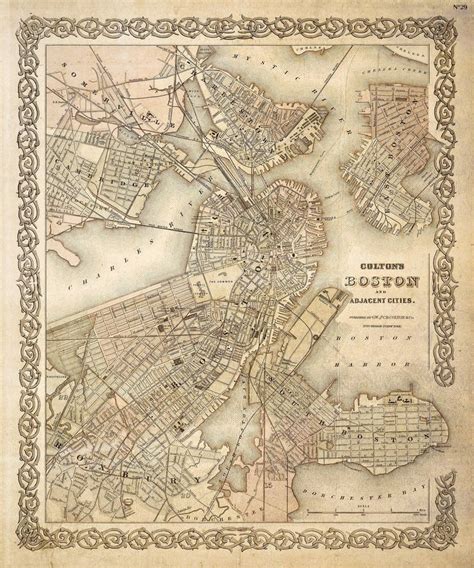 Map Of Boston 1886 Boston Map Vintage Boston Map Boston Poster Etsy