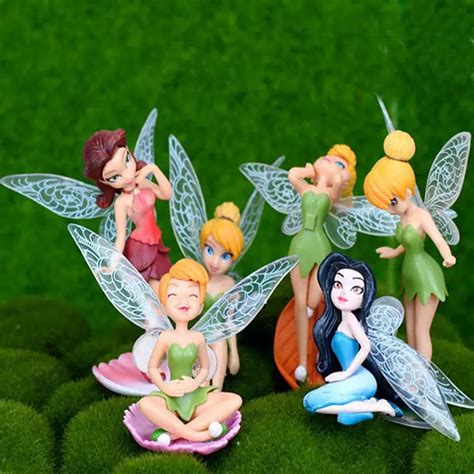 High Quality PVC (6pcs/set) Tinkerbell Fairy Adorable Tinker Bell Action Figures Rpretty doll ...