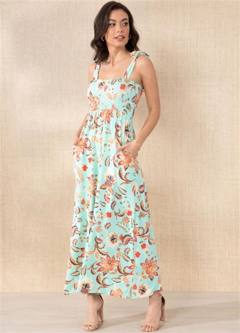 Vestido Floral Verde Lastex No Busto Quintess