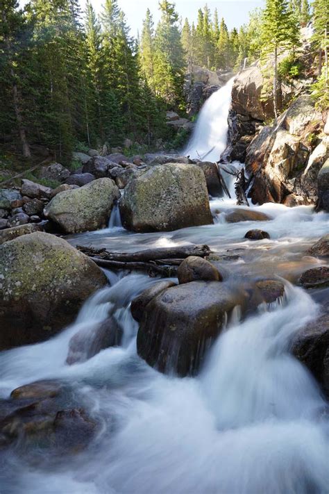 Alberta Falls A Waterfall In Glacier Gorge Near Bear Lake