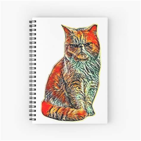 Cuaderno de espiral Etiquetas engomadas exóticas del gato de pelo