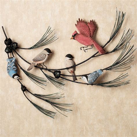 Birds in Pine Branch Wall Sculpture