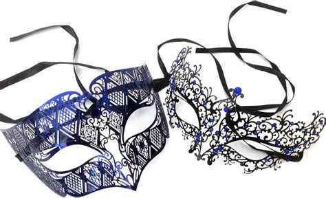 Black Blue Masquerade Ball Mask Pair Dance Prom Burlesque