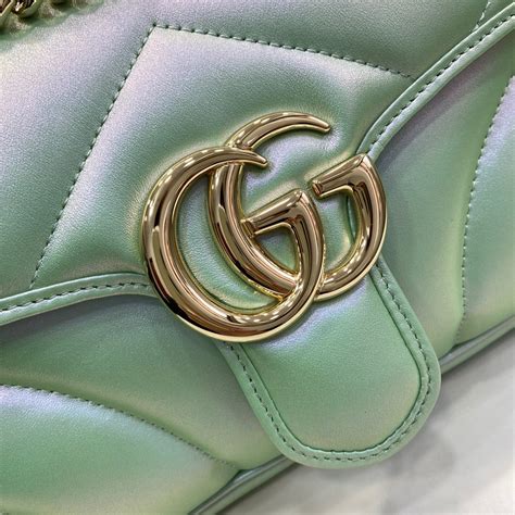 Gucci Gg Marmont Small Shoulder Bag 443497 Green Leather Aaa Bag