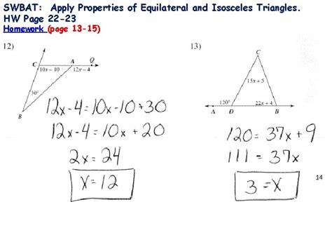 SWBAT Apply Properties Of Equilateral And Isosceles Triangles