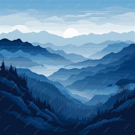 Premium Vector Vectorillustrationofbeautifuldarkbluemountain