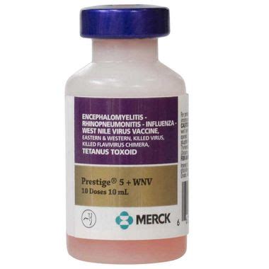 Prestige for Horses - 5 + WNV Equine Vaccine, Killed Virus, 10mL ...