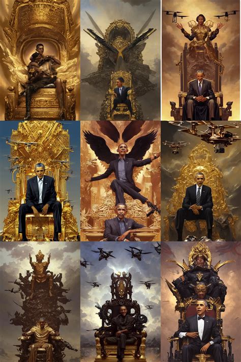 Portrait Of Barack Obama The Drone King Sitting On A Stable Diffusion