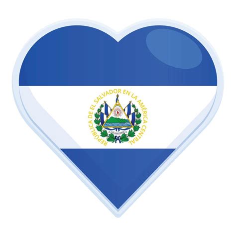 El Salvador Heart Flag Icon Cartoon Vector Independence Day 14384536