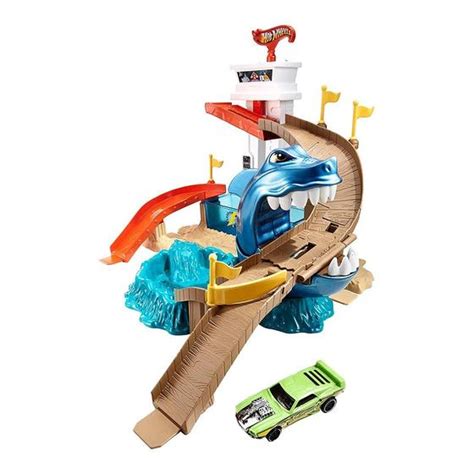Conjunto e Pista Hot Wheels City Ataque do Tubarão Muda de Cor Mattel Pistas