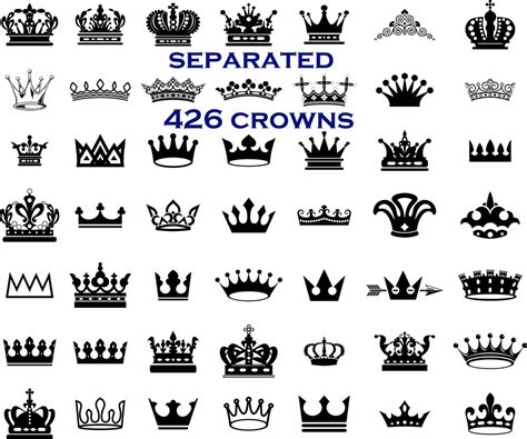 Beautiful King Crown Clipart, Black & White Crowns Silhouette,separated ...