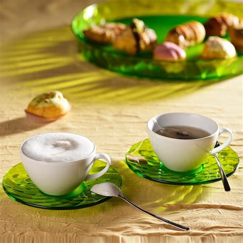 Omada Set Tazzine Caff Verde Con Piattino Cm Effetto Diamond