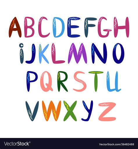 Cute funny childish alphabet font Royalty Free Vector Image