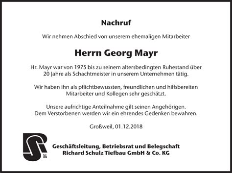 Traueranzeigen Von Georg Mayr Trauer Merkur De