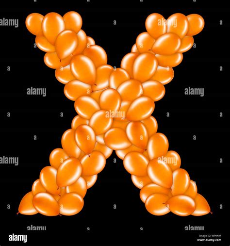 Orange Letter X From Helium Balloons Part Of English Alphabet Stock