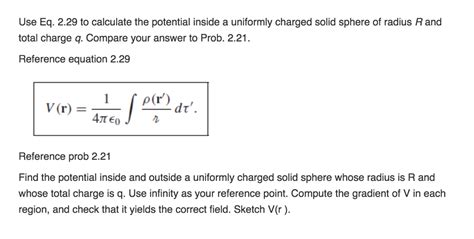 Solved Use Eq To Calculate The Potential Inside A Chegg