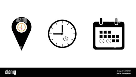 Time Date And Address Or Location Icon Event Elements Vector