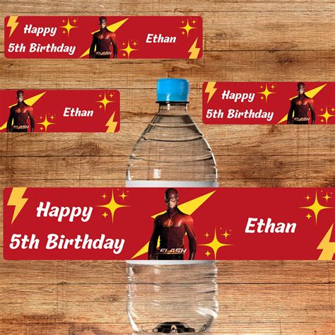 Flash Birthday Water Bottle Label Template Flash Water Bottle Label Editable On Canva