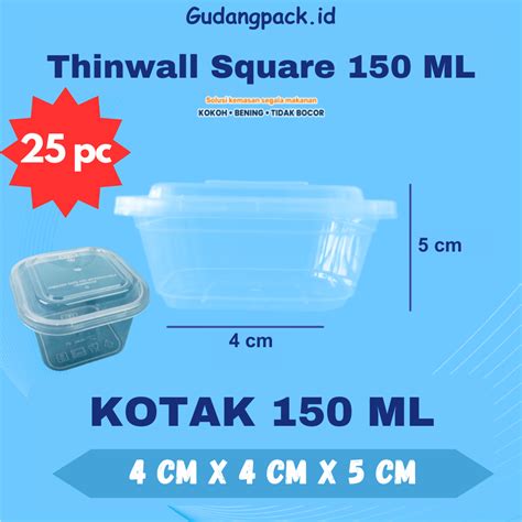 Jual Thinwall Square Ml Pc Thinwal Kotak Makan Square Plastik