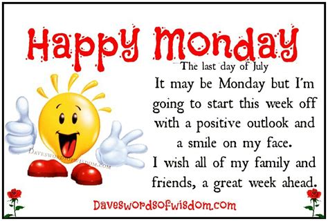 Daveswordsofwisdom.com: Happy Monday - The last day of July.
